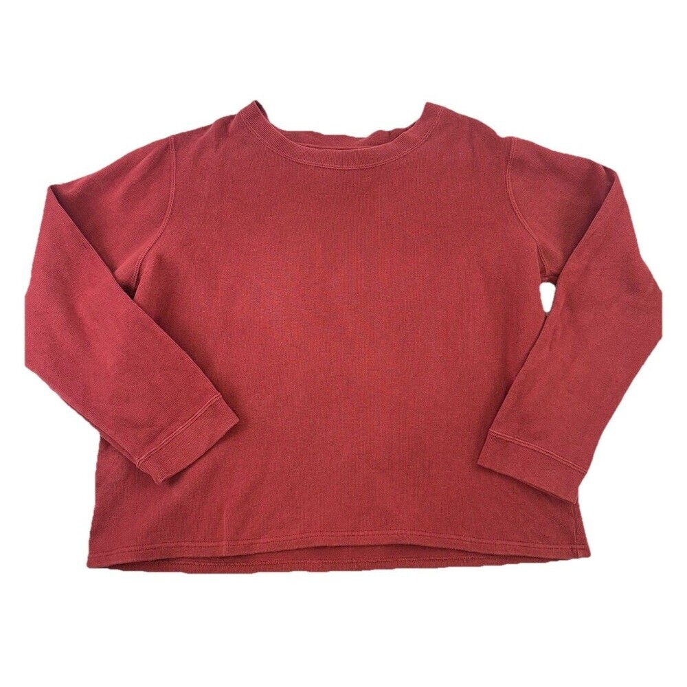 Orvis Pullover Sweatshirt Ribbed Cotton Sweater Red Pink Boatneck Womens Large
